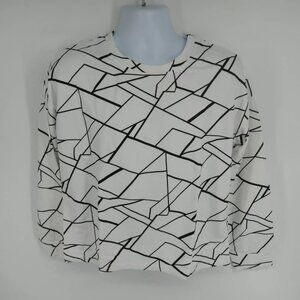 Hou Tong Women's White Black Shirt Top XL New With Tags